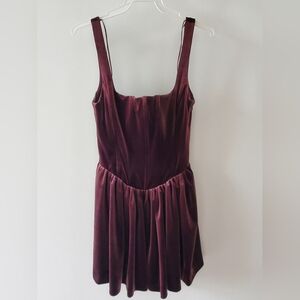 NWT Zara Elegant Velvet Burgundy Dress